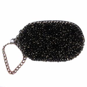 ANTEPRIMA ビジューデザインワイヤーポーチ 小物入れ フラワー チェーン PVC 黒 ブラック