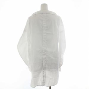 ENFOLD 19SS ストレッチブロード スリットカラーブラウス シャツ ロング バックボタン 長袖 38 M 白 ホワイト