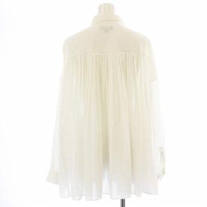 Drawer シャツ ブラウス 長袖 プリーツ 薄手 シルク 36 S 白 ホワイト