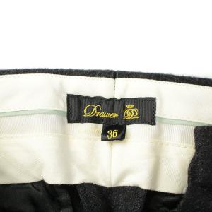 Drawer テーパードパンツ スラックス サイドライン ジップフライ シルク ウール 36 S 黒 ブラック