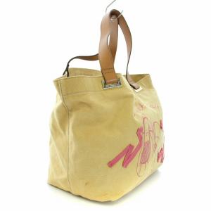 ANYA HINDMARCH ハンドバッグ トートバッグ シューズ柄 プリント リボン 刺繍 キャンバス ベージュ ピンク