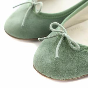 Repetto バレエシューズ パンプス フラット リボン スエード 38 23.5cm 緑 グリーン OF