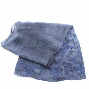 GIORGIO ARMANI ストール マフラー 刺繍 薄手 リネン シルク 紺 ネイビー