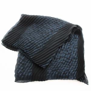 ARMANI COLLEZIONI スカーフ プリーツ 大判 薄手 紺 ネイビー 1155