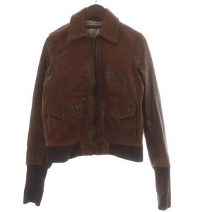 AVIREX レザージャケット 山羊革 バックプリント 40 S 茶 ブラウン