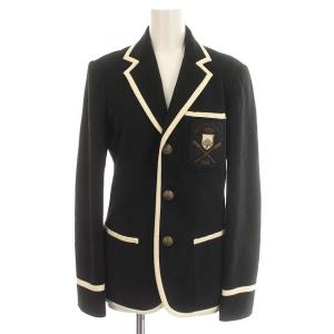 ブレザー スウェット エンブレム パイピング ジャケット 2 M 黒 ブラック