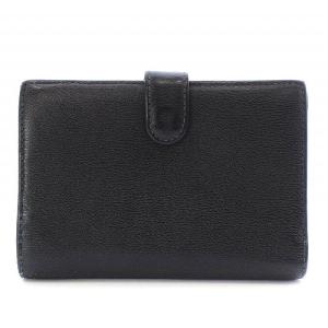 LOEWE 二つ折り財布 がま口 ミニウォレット アナグラム レザー 黒 ブラック ゴールド