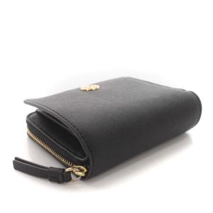 TORY BURCH 財布 二つ折り ロゴ レザー ミニウォレット サイフ 黒 ブラック