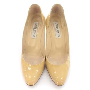 JIMMY CHOO パンプス ピンヒール ポインテッドトゥ エナメル 靴 シューズ 37 24cm ベージュ