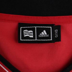 adidas トレーナー カットソー プルオーバー 長袖 Vネック ロゴ刺繍 O XL 赤 レッド JO511