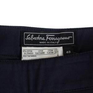 Salvatore Ferragamo クロップドパンツ ストレッチ イタリア製 48 3L 紺 ネイビー