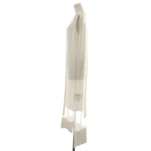 UN3D. BLOCKING KT OP ワンピース ロング マキシ ノースリーブ ニット クルーネック シアー シースルー F 白 ホワイト