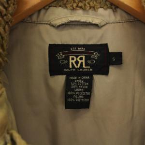 RRL ラルフローレン 中綿ジャケット キルティングジャケット ジップアップ 衿ボア ナイロン S ベージュ