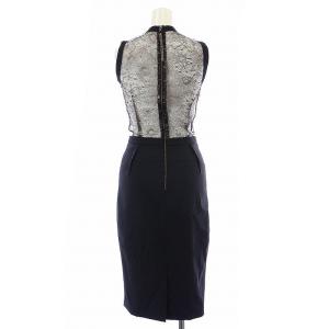 DOLCE&GABBANA タイトワンピース ひざ丈 ノースリーブ レース 切替 バックジップ ウール 38 M 黒 ブラック