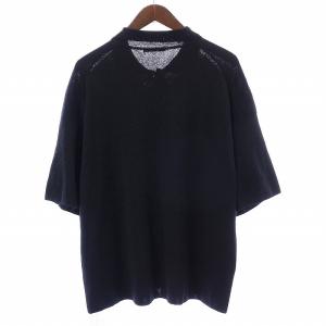 AURALEE ニットポロシャツ カットソー 五分袖 ウール 3 L 黒 ブラック