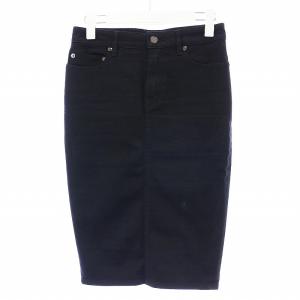 lucien pellat finet タイトスカート ひざ丈 スリット ジップフライ スカル 刺繍 S 黒 ブラック