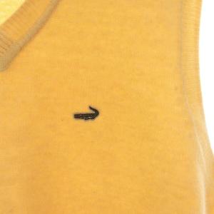 LACOSTE ベスト プルオーバー Vネック ロゴ ワンポイント ニット ウール L 黄色 イエロー