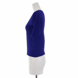 ISSEY MIYAKE PLEATS (T.） プリーツ カットソー 五分袖 クルーネック M 青 ブルー