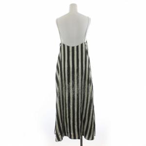 MM6 Maison Margiela キャミワンピース ストライプ 総柄 ロング サイドスリット 38 M カーキ 黒 ブラック