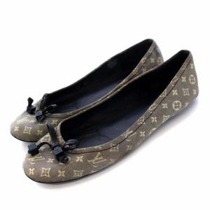 モノグラム バレエシューズ パンプス リボン 37 23.5cm グレー