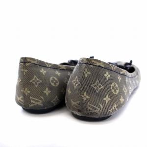 LOUIS VUITTON モノグラム バレエシューズ パンプス リボン 37 23.5cm グレー