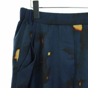 3.1 phillip lim イージーパンツ テーパードパンツ シルク 総柄 4 L 紺 ネイビー