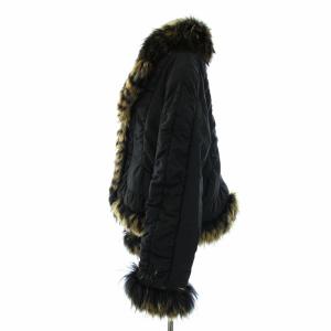 BALMAIN 中綿ジャケット アウター ラビットファー ラクーンファー 切替 L 黒 ブラック