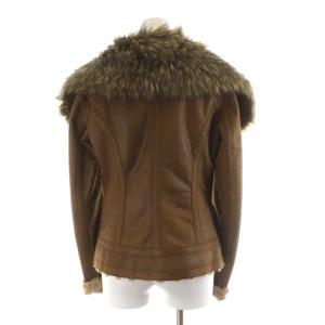 ARMANI JEANS フェイクムートンジャケット ファー 40 M 茶 ブラウン