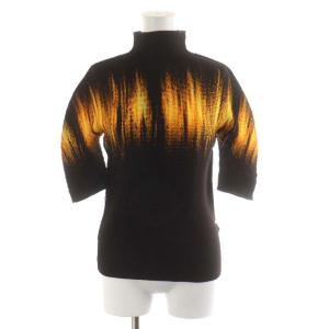 カットソー ハイネック 七分袖 茶 ブラウン