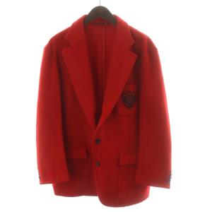 テーラードジャケット シングル ウール ワッペン L 赤 レッド