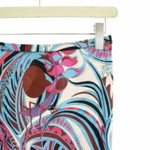 Emilio Pucci タイトスカート ひざ丈 総柄 絹 シルク混 38 M 水色 ライトブルー ピンク 黒 ブラック