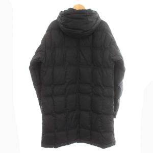 Aquascutum ダウンコート フード付 ロング コート LL 黒 ブラック