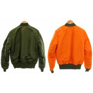 ALPHA INDUSTRIES INDUSTRIES MA-1 フライトジャケット リバーシブル ナイロン 中綿 ジップアップ アウター M ヴィンテージグリーン