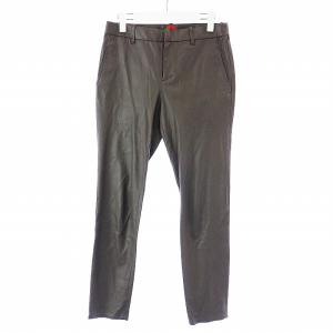 HaaT フェイクレザーパンツ テーパード スラックス ジップフライ 2 M 茶 ブラウン