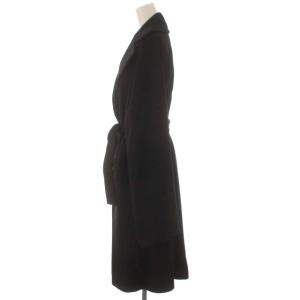 Salvatore Ferragamo チェスターコート 2WAY ギャザー カシミヤ混 ベルト L ブラック