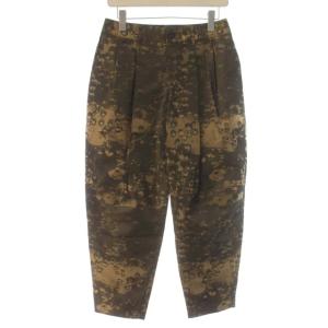 ヴィンテージ ワイドテーパードパンツ 総柄 2 M カーキ ゴールド