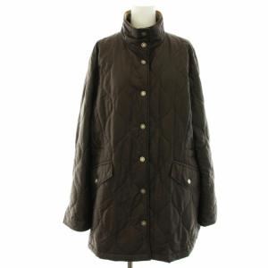 キルティングコート 中綿 ナイロン ジャケット ウール混 スタンドカラー 衿袖総柄 スナップボタン ミドル 大きいサイズ 42