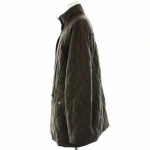 LEONARD SPORT キルティングコート 中綿 ナイロン ジャケット ウール混 スタンドカラー 衿袖総柄 スナップボタン ミドル 大きいサイズ 42