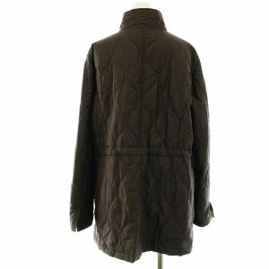 LEONARD SPORT キルティングコート 中綿 ナイロン ジャケット ウール混 スタンドカラー 衿袖総柄 スナップボタン ミドル 大きいサイズ 42