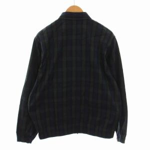 BEAMS チェックブルゾン ジャケット ジップアップ L 緑 グリーン 紺 ネイビー