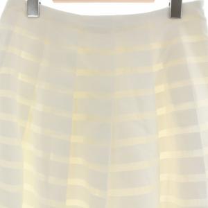 M'S GRACY フレアスカート タック ボーダー シアー ミモレ ロング 40 M 白 ホワイト