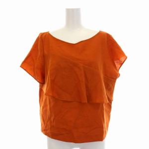21SS リネンタッチフリルトップ ブラウス カットソー 半袖 36 S オレンジ