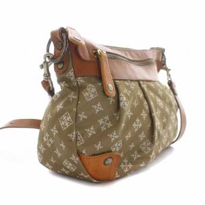 russet ショルダーバッグ ポシェット 斜めがけ モノグラム ナイロン レザー ベージュ 茶色 ブラウン OF