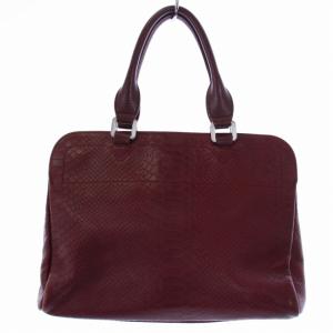 Longchamp ハンドバッグ トートバッグ ターンロック レザー クロコ型押し ボルドー