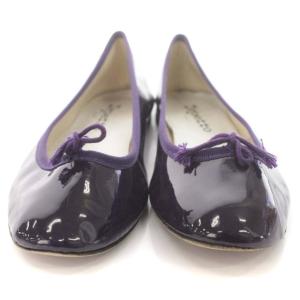 Repetto バレエシューズ フラットシューズ エナメル リボン 靴 シューズ 37 23.3cm 紫 パープル