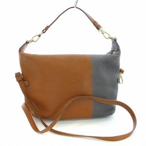 FURLA ハンドバッグ ショルダーバッグ 2WAY レザー バイカラー 茶 ブラウン グレー