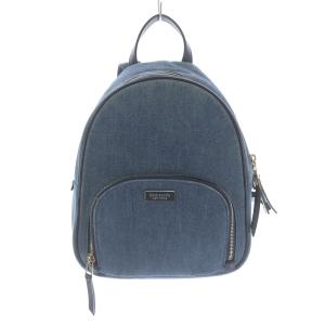 デニムリュック デイパック ミニ ロゴプレート キャンバス レザー インディゴ ライトブルー WKRU5995 OF