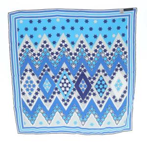 Emilio Pucci スカーフ チーフ 六芒星 絹 シルク 青 ブルー 水色 ライトブルー 紺 ネイビー 白 ホワイト OF