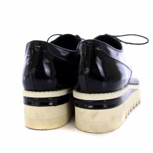 PIPPICHIC レースアップシューズ ポインテッドトゥ エナメル 厚底 シャークソール 36.5 23.5cm 黒 ブラック