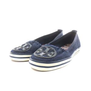 スリッポン デニム ロゴ 6M 23.0cm 青 ブルー